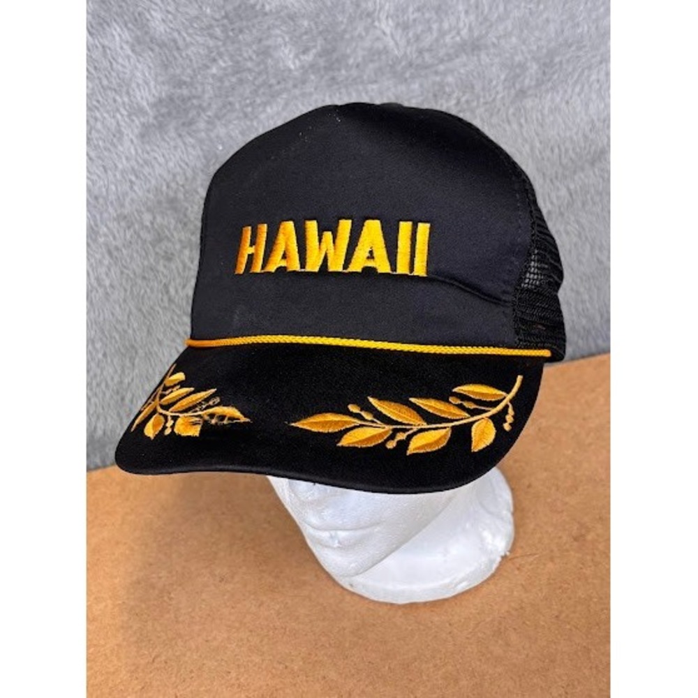 Hawaiian Headwear Hawaii Trucker Hat Black Gold Scrambled Eggs Snapback Cap